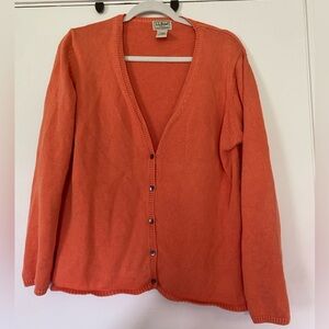 Vintage L.L. Bean Women's Orange Cardigan Sweater